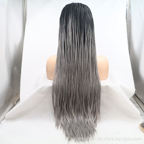 Braided Lace Front Wig African Glueless Box Braids Wig Synthetic Lace Braided Wig Baby Hair